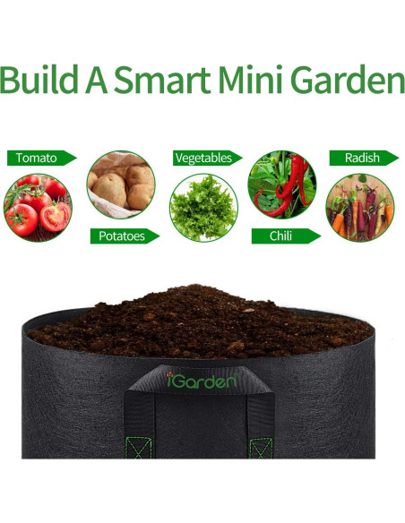 Bolsas de Cultivo iGarden 10 Galones 6 Paquete con Asas Bolsas de Cultivo iGarden 10 Galones 6 Paquete con Asas