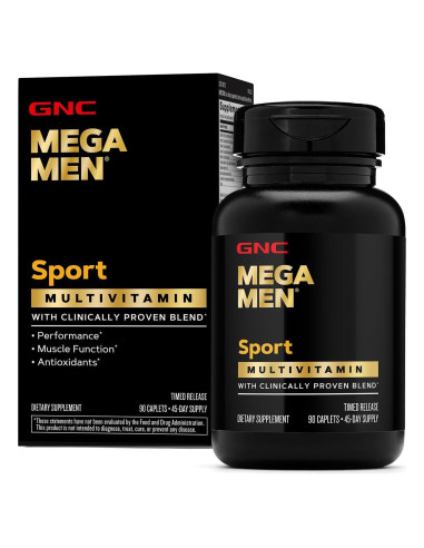 GNC Mega Men Sport Multivitaminas 90 Tabletas - Energía y Rendimiento