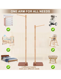 Brazo Móvil de Cuna de Pie LLIU 165 cm Madera de Haya Ajustable 2