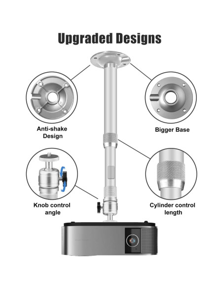 Soporte de Proyector de Techo Ajustable 2-Be-Best Plata 41-65cm Soporte de Proyector de Techo Ajustable 2-Be-Best Plata 41-65cm