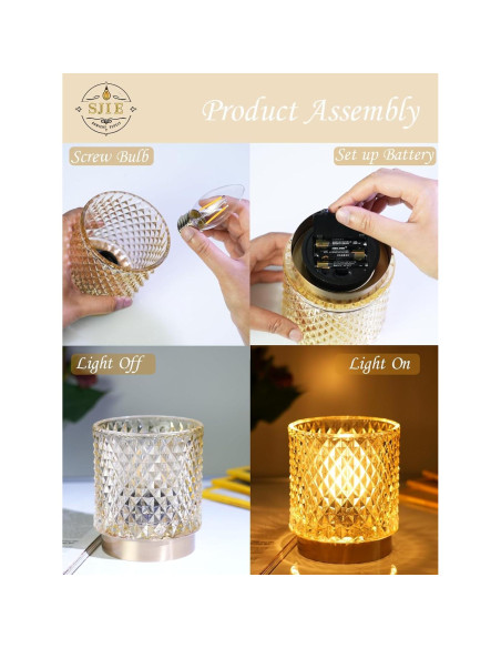 Lámpara a Pilas SJIE Ámbar Diamante con Control Remoto 20h Lámpara a Pilas SJIE Ámbar Diamante con Control Remoto 20h