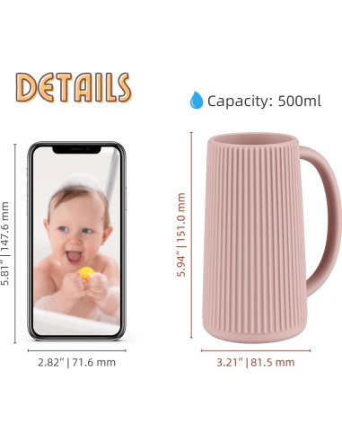 Taza de Enjuague Nothomme de Silicona Rosa 500ml para Niños