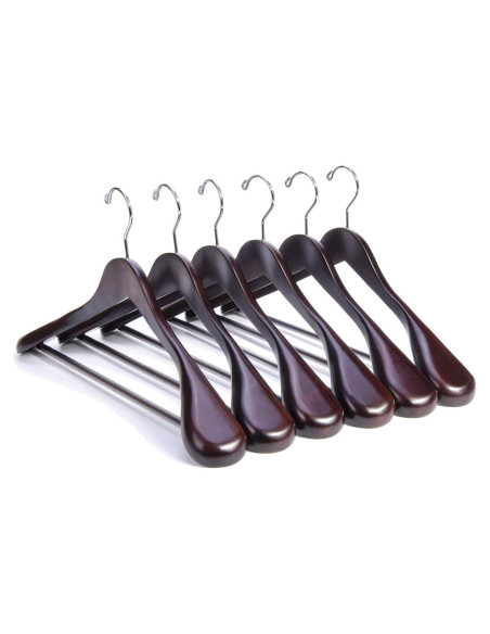 Perchas de Madera Caoba Nature Smile - Paquete de 6 - Hombro Ancho Perchas de Madera Caoba Nature Smile - Paquete de 6 - Hombro Ancho