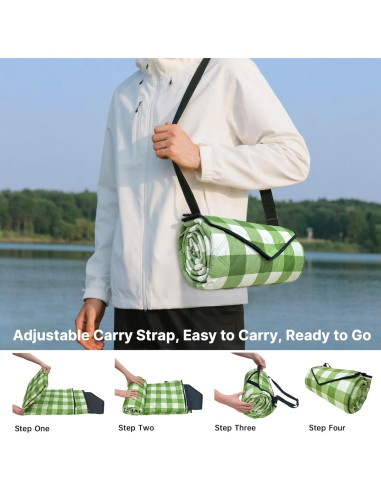 Manta de Picnic Plegable TigeJoy Impermeable 203x203cm Verde