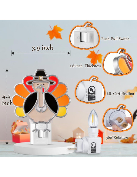 Luz Nocturna LED C7 Meonum Pavo Naranja Otoño 120V Luz Nocturna LED C7 Meonum Pavo Naranja Otoño 120V