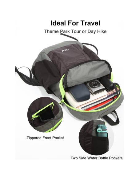 Mochila Plegable 20L Gox Negra para Viajes y Camping Mochila Plegable 20L Gox Negra para Viajes y Camping