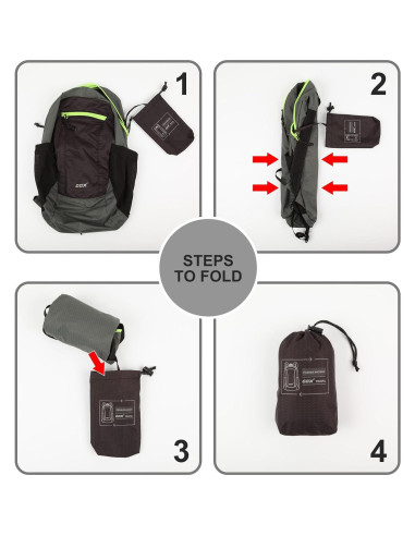 Mochila Plegable 20L Gox Negra para Viajes y Camping