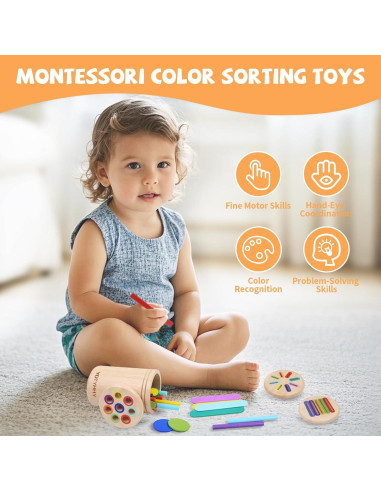 Juguete Montessori YHHYTOY 3 en 1 Clasificación de Colores