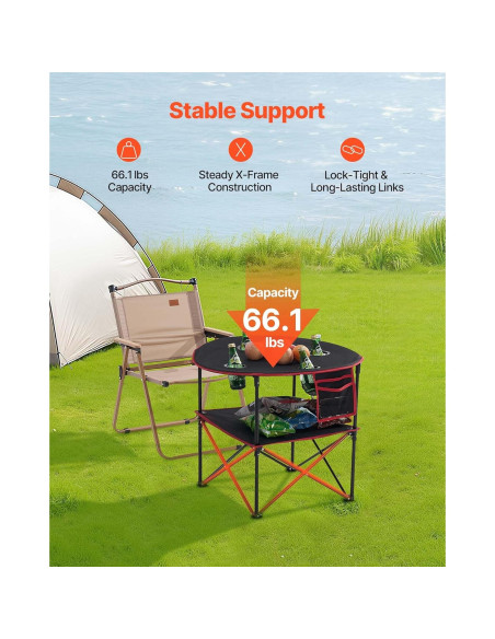 Mesa de Camping Plegable VEVOR 600D, Ligera y Portátil, Negra Mesa de Camping Plegable VEVOR 600D, Ligera y Portátil, Negra