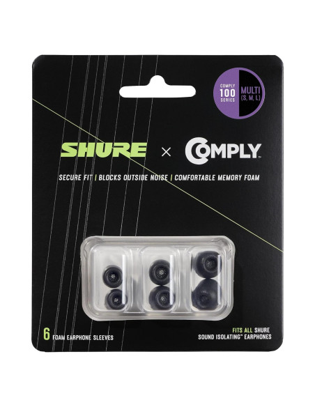 Mangas de Espuma Comply Shure Serie 100 - Reemplazo Aislante S/M/L Mangas de Espuma Comply Shure Serie 100 - Reemplazo Aislante S/M/L