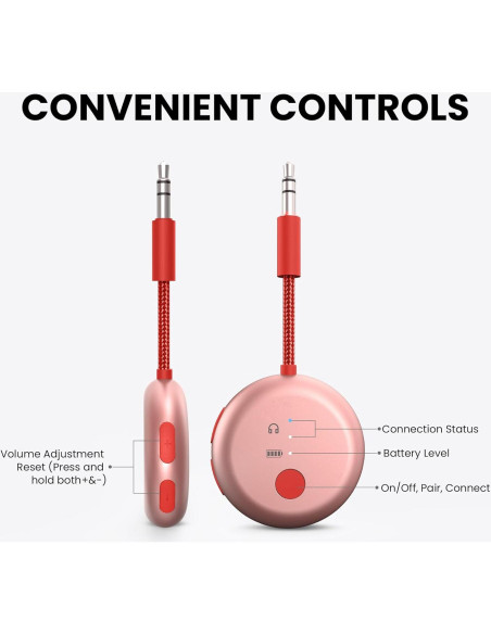 Adaptador Bluetooth Avantree SoundJet R1 Rosa, aptX, 20H Batería Adaptador Bluetooth Avantree SoundJet R1 Rosa, aptX, 20H Batería