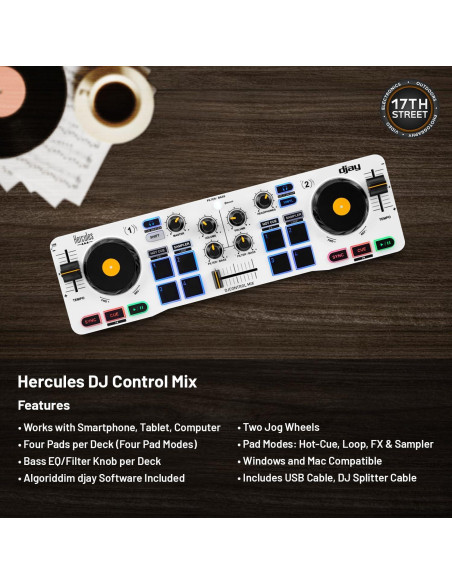 Controlador DJ Hercules DJControl Mix Bluetooth + Auriculares Controlador DJ Hercules DJControl Mix Bluetooth + Auriculares
