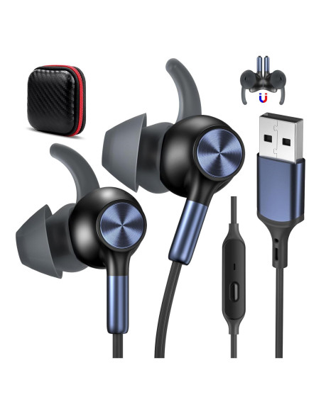 Auriculares USB AIAUXAI con micrófono, 2.3m, cancelación ruido Auriculares USB AIAUXAI con micrófono, 2.3m, cancelación ruido