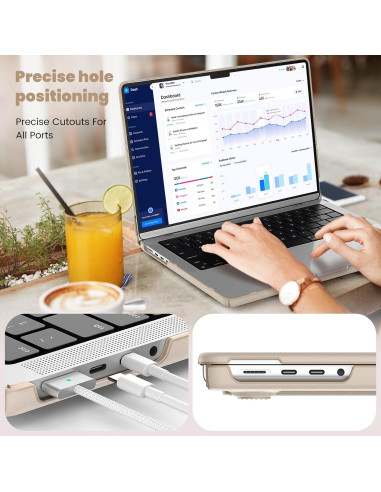 Funda de Cuero Mektron para MacBook Pro 14" 2024 - Oro