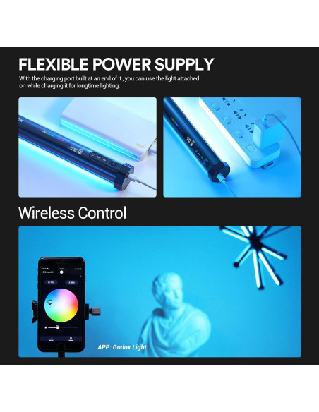 Tubo de Luz LED Godox TL30 RGB Portátil 2700K-6500K Tubo de Luz LED Godox TL30 RGB Portátil 2700K-6500K