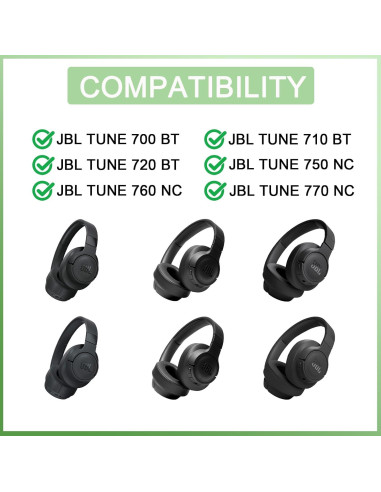 Almohadillas de Repuesto Hopopower para Auriculares JBL Tune 700/710/720/750/760/770 - Negro