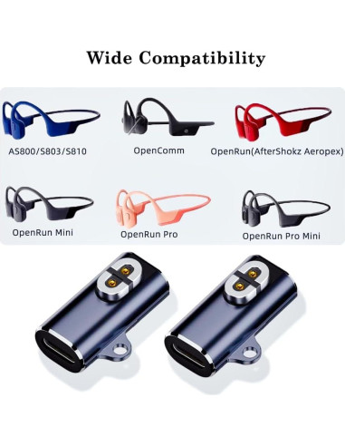 Adaptador de Carga Magnético Shokz USB C - Paquete de 2 Gris