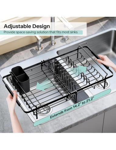 Escurridor de Platos Urackify Expandible Negro Mate 36.1 cm