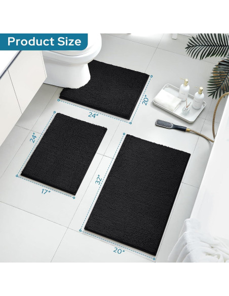 Conjunto de Alfombrillas de Baño BYSURE 3 Piezas Antideslizantes Conjunto de Alfombrillas de Baño BYSURE 3 Piezas Antideslizantes