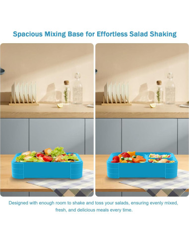 Caja Bento Almuerzo 1.1L Azul Marino 3 Compartimentos PP