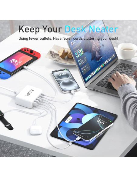 Cargador Rápido USB C 100W 6 Puertos GaN Shenzhen XHD-PD100W Cargador Rápido USB C 100W 6 Puertos GaN Shenzhen XHD-PD100W