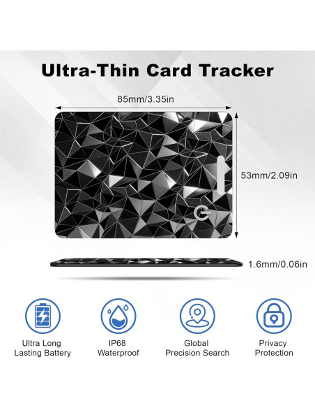 Tarjeta Localizadora Bluetooth MUSINOTE Slim Negra IP68 Tarjeta Localizadora Bluetooth MUSINOTE Slim Negra IP68