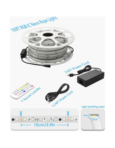 Tira de Luz LED Inteligente RGB 30M 1800 LEDs IP67 Control APP