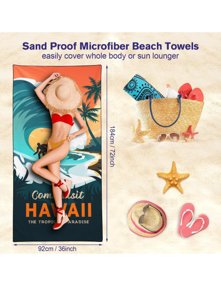 Toalla de Playa OHTMTHO Tropical Hawaii 91x183cm Microfibra Toalla de Playa OHTMTHO Tropical Hawaii 91x183cm Microfibra