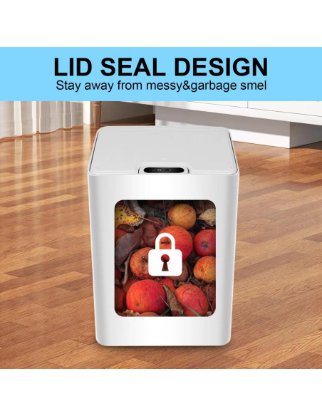 Cubo de Basura Inteligente 15L Tapa Automática Sensor Blanca Cubo de Basura Inteligente 15L Tapa Automática Sensor Blanca