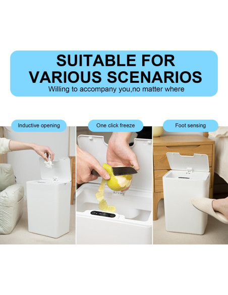 Cubo de Basura Inteligente 15L Tapa Automática Sensor Blanca Cubo de Basura Inteligente 15L Tapa Automática Sensor Blanca
