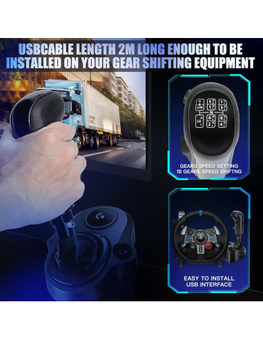 Shifter USB AOXEXOB para ATS y ETS2, 18 marchas, PC