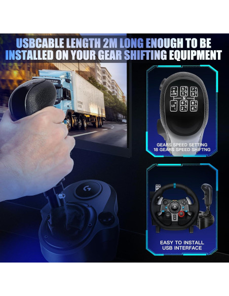 Shifter USB AOXEXOB para ATS y ETS2, 18 marchas, PC Shifter USB AOXEXOB para ATS y ETS2, 18 marchas, PC