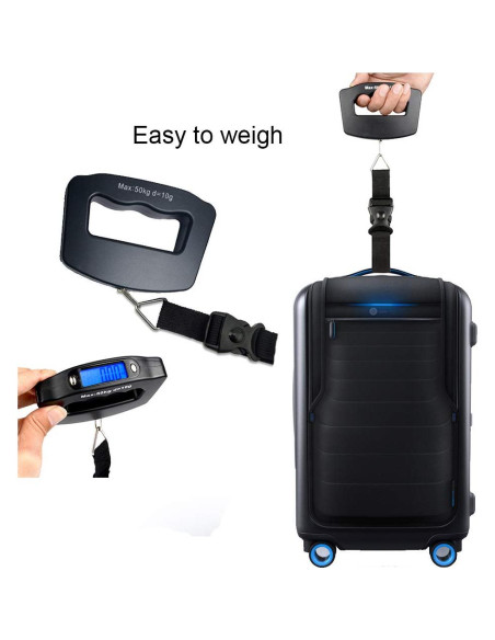 Báscula Digital de Equipaje YAGSUW 50kg Negra Portátil Báscula Digital de Equipaje YAGSUW 50kg Negra Portátil