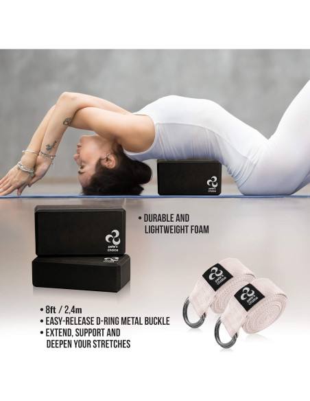 Kit de Yoga Pete's Choice: 2 Correas + 2 Bloques, Negro Kit de Yoga Pete's Choice: 2 Correas + 2 Bloques, Negro
