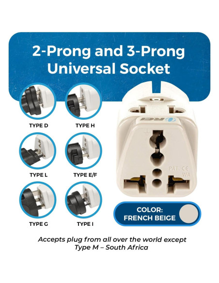 Adaptador de Enchufe Universal OREI Tipo E/F - 2 Entradas Adaptador de Enchufe Universal OREI Tipo E/F - 2 Entradas