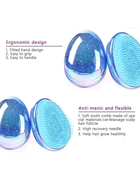 Cepillo Desenredante Portátil Felico Azul para Cabello Rizado Cepillo Desenredante Portátil Felico Azul para Cabello Rizado