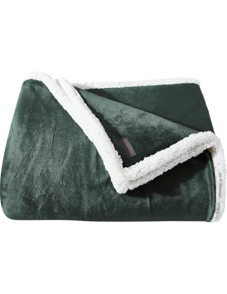 Manta King Eddie Bauer Plush Reversible Verde Sólido 228.6x274.3 cm Manta King Eddie Bauer Plush Reversible Verde Sólido 228.6x274.3 cm