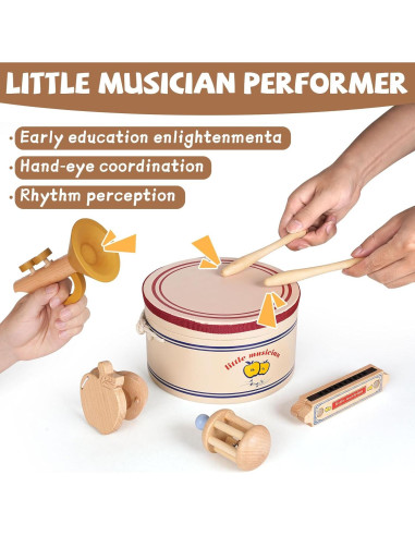 Conjunto de Instrumentos Musicales Montessori Agirlgle 5 Piezas