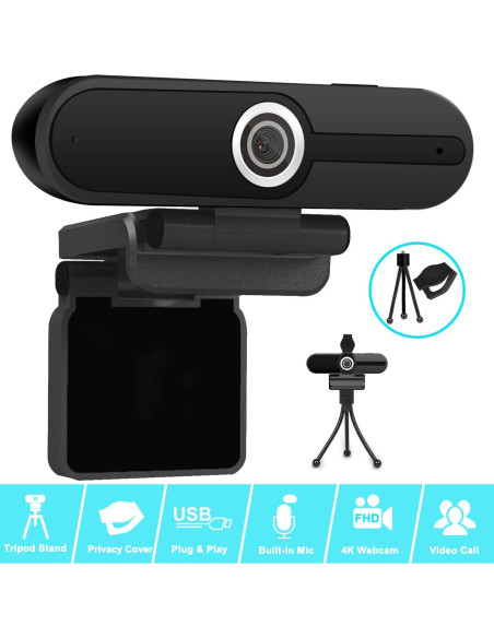 Cámara Web 4K XPCAM 8MP con Micrófono y Trípode Cámara Web 4K XPCAM 8MP con Micrófono y Trípode