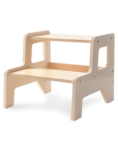 Escalón de Madera OgiOgi 2 Pasos Antideslizante Beige Miel