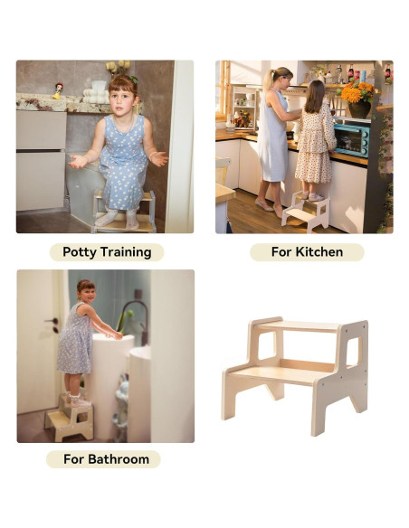 Escalón de Madera OgiOgi 2 Pasos Antideslizante Beige Miel Escalón de Madera OgiOgi 2 Pasos Antideslizante Beige Miel