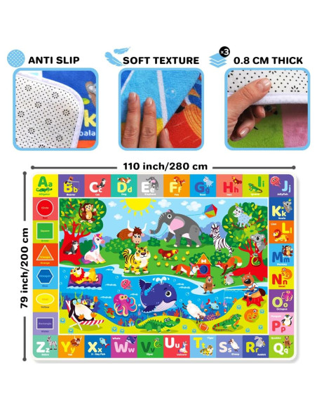 Manta de Juego QUOKKA para Bebés + Bloques de Madera Manta de Juego QUOKKA para Bebés + Bloques de Madera
