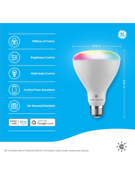 Bombillas Inteligentes GE Cync BR30 WiFi LED Multicolor - Paquete de 2 Bombillas Inteligentes GE Cync BR30 WiFi LED Multicolor - Paquete de 2
