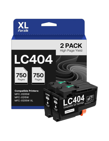Cartuchos de tinta Forzik LC404BK Compatible para Brother - 2 Paquete