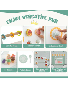 Andador de Madera Montessori BABY JOY Verde 2-en-1 con Almacenamiento 2