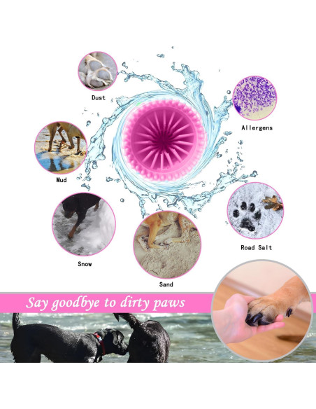 Limpiador de patas para perros Kabetig Mediano Rosa con 3 toallas Limpiador de patas para perros Kabetig Mediano Rosa con 3 toallas