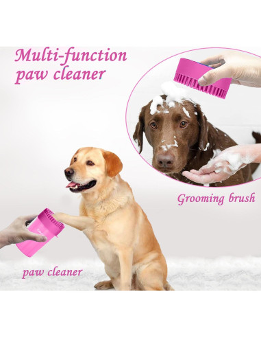 Limpiador de patas para perros Kabetig Mediano Rosa con 3 toallas