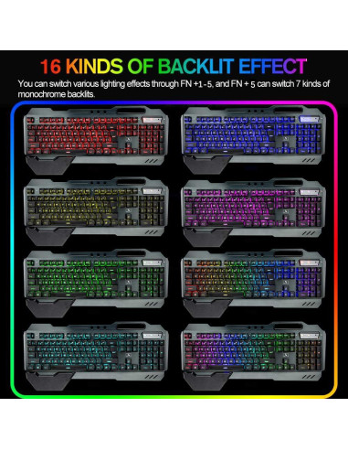 Combo Teclado y Ratón Gaming LexonElec K680 RGB Inalámbrico