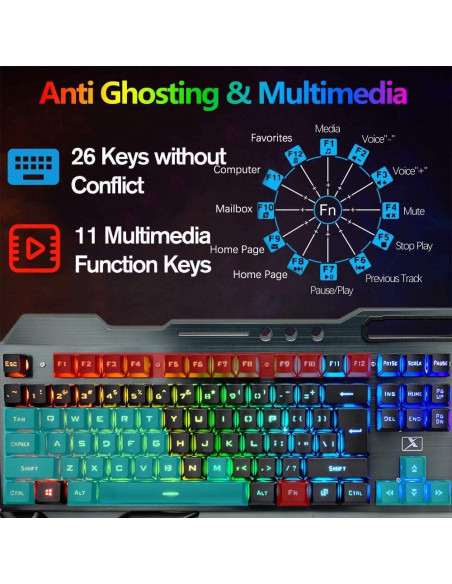Combo Teclado y Ratón Gaming LexonElec K680 RGB Inalámbrico Combo Teclado y Ratón Gaming LexonElec K680 RGB Inalámbrico
