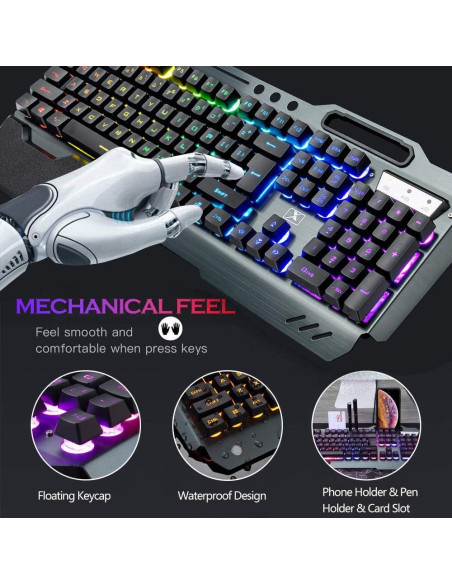 Combo Teclado y Ratón Gaming LexonElec K680 RGB Inalámbrico Combo Teclado y Ratón Gaming LexonElec K680 RGB Inalámbrico